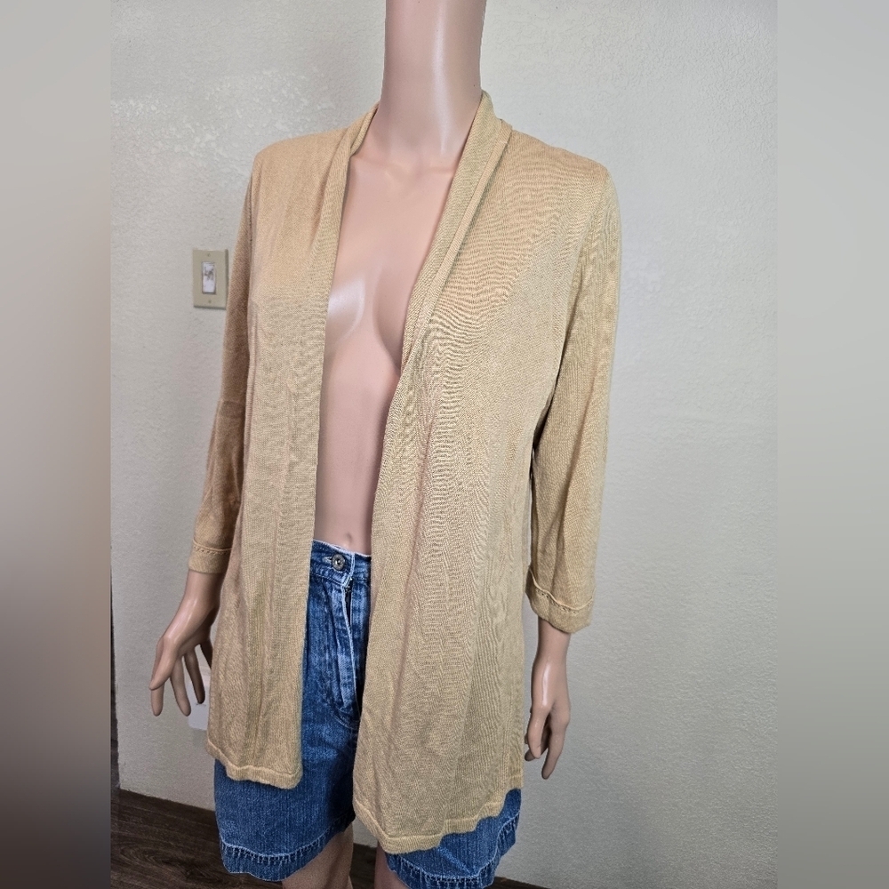 J. Jill Cardigan Sweater Womens Med Open Front Long Sleeve Linen/ Rayon - Picture 8 of 12